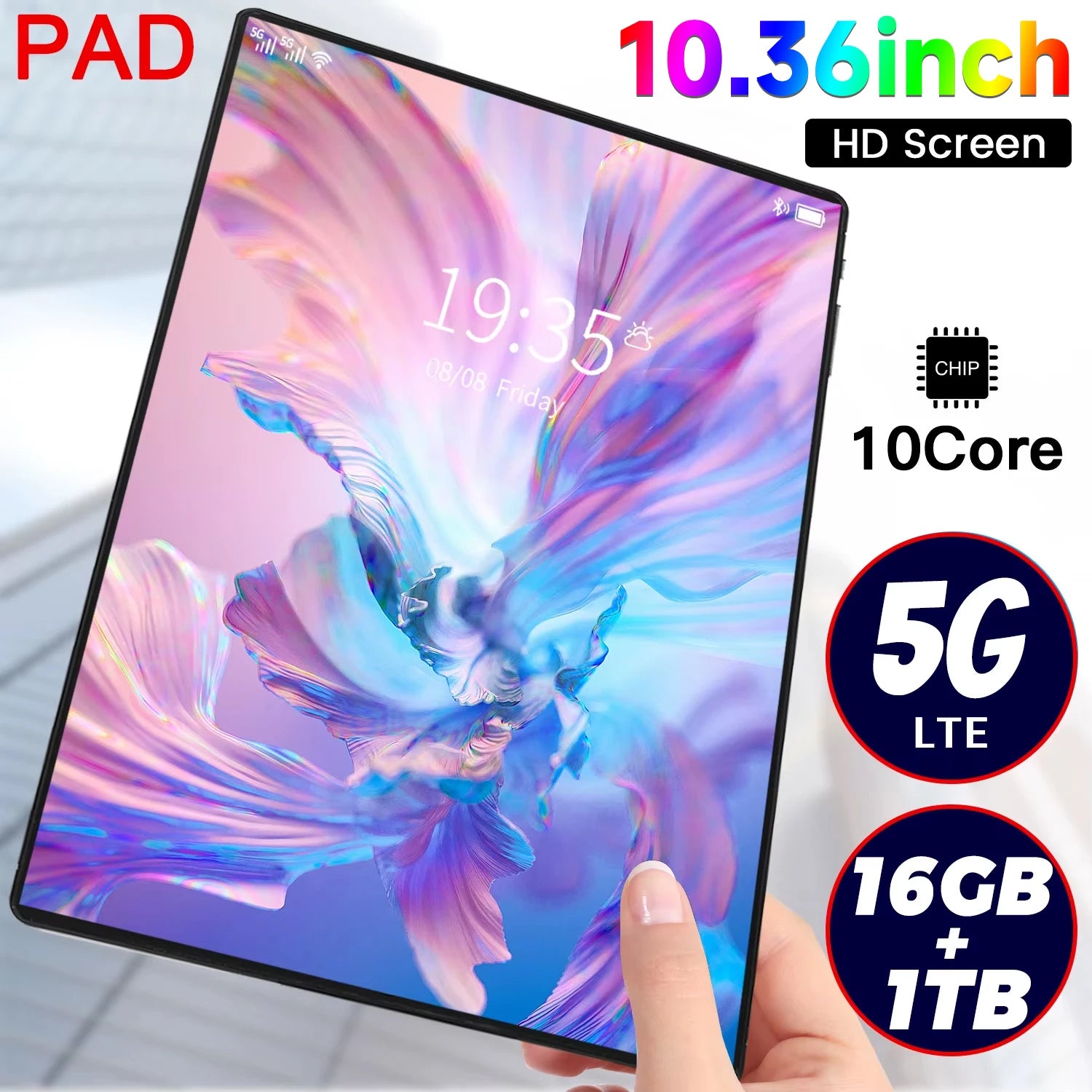 2025 5G New 10.36Inch Tablet Android 16GB RAM 1TB ROM Android 13.0 12000mAh Battery 16MP 32MP 10 Core Dual Sim Network Bluetooth