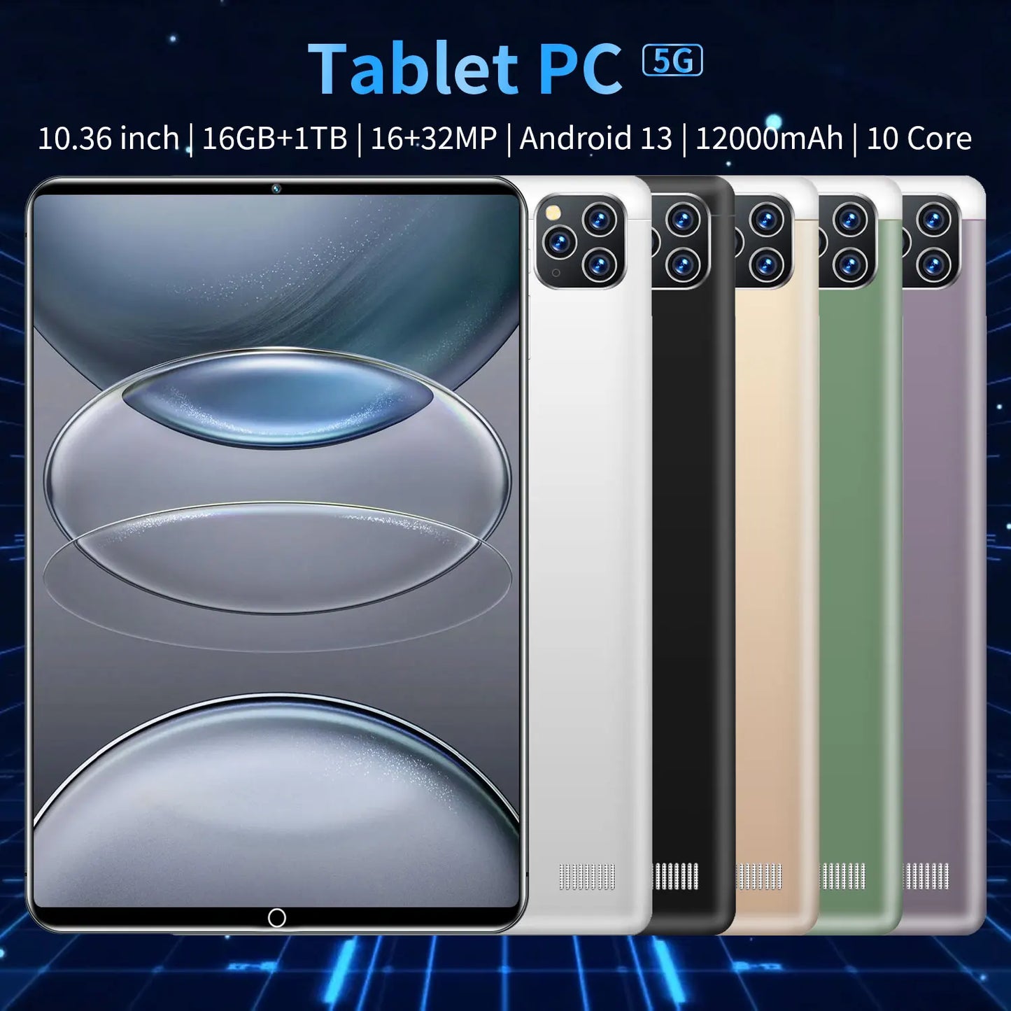 5G 2025 New Global Version 10.36 Inch tablet android 16GB+1TB ROM 16+32MP 12000mAh  Android13.0 Dual Sim Card GPS Bluetooth WIFI