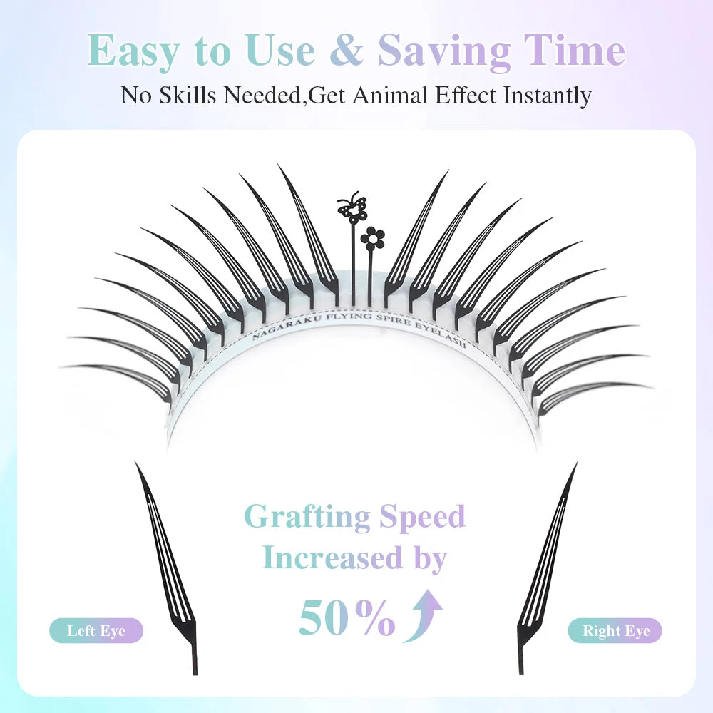 NAGARAKU Premade Spire Fairy Wings Eyelash Anime Effect Soft Plume Fluttering Eyelash Extensions Comic