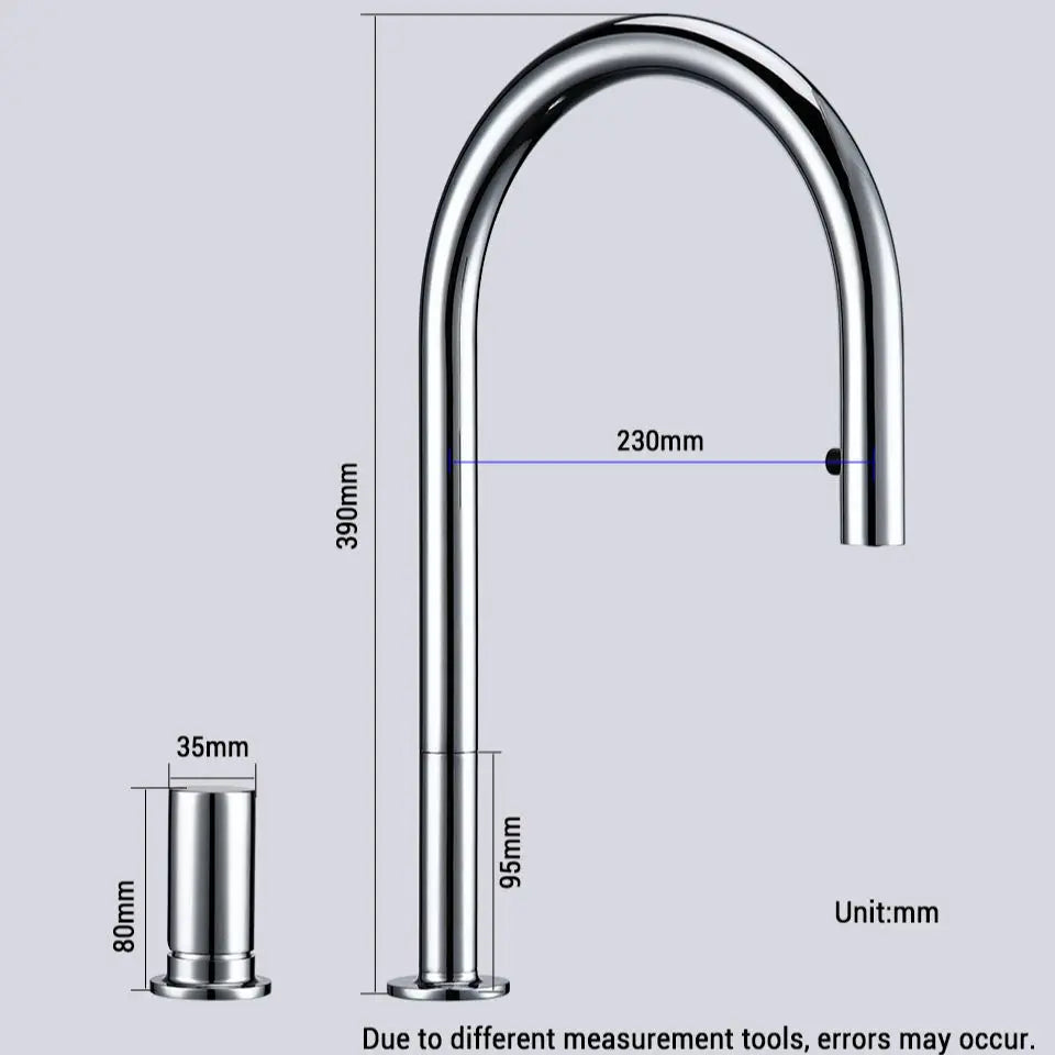 Bathroom Kitchen Basin Faucet Deck Mounted Hot & Cold Water Smesiteli Chrome and Black Single Handle Dual Hole Pull Out