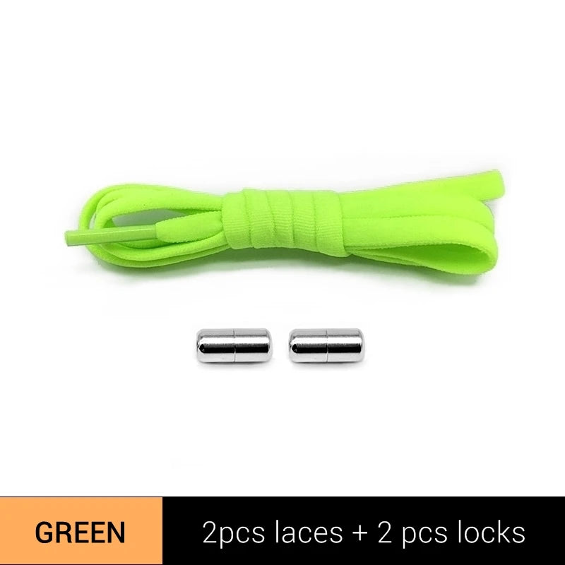 New Version Elastic No Tie Shoelaces Metal Lock Shoe Laces For Kids Adult Sneakers Quick Shoelaces Semicircle Shoestrings