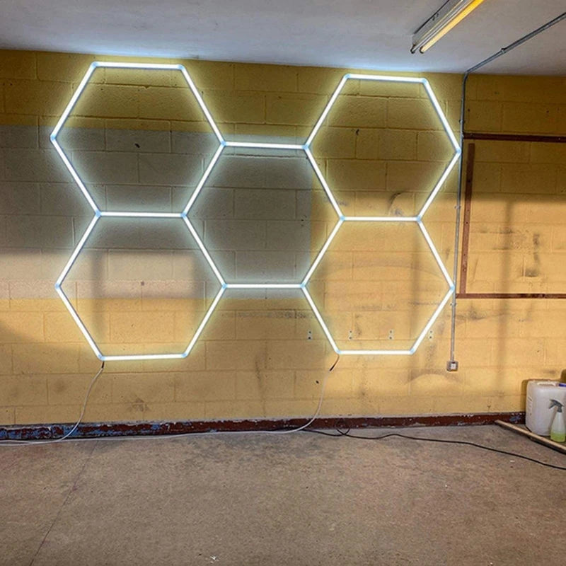 Honeycomb 5 Hex LED Light Bar for Car Care Auto Detailing Products Bright Ceiling LED Light Garage Wash Station AC Power Supply