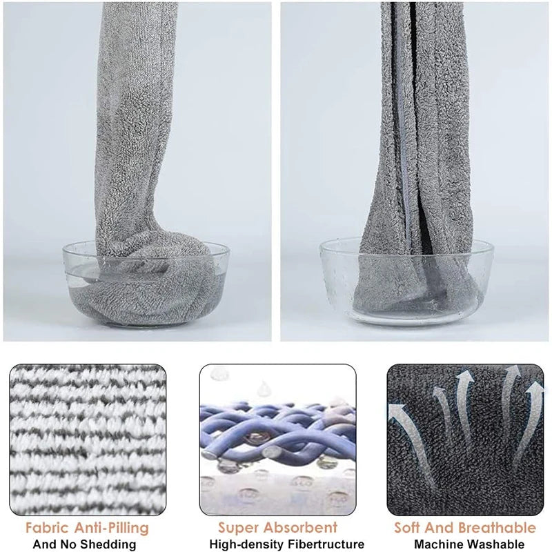 Bamboo Charcoal Fiber Hair Towels Bath Head Turban Wrap Quick Dry Anti-Frizz Hair Towels For Drying Hair Women Girls Bathroom