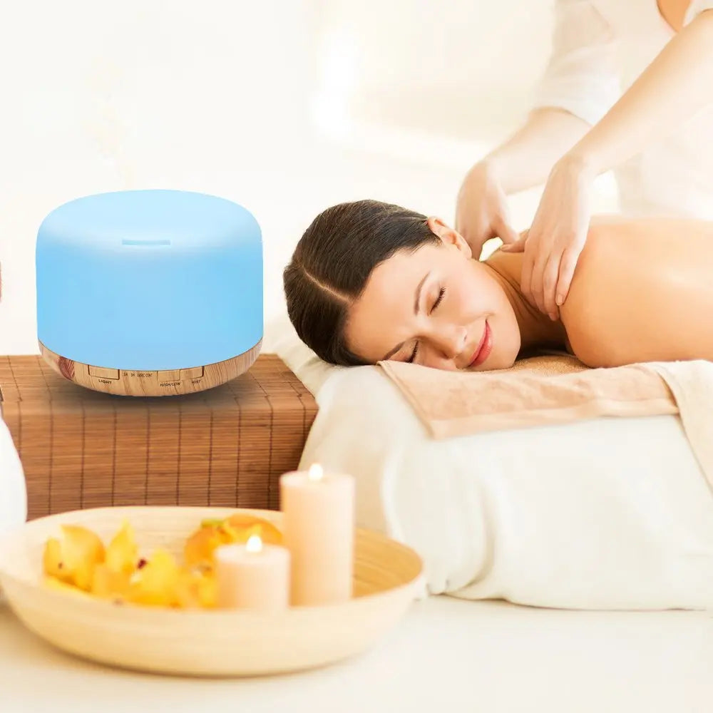 300 500ML Air Humidifier With Remote Control Colorful Non-printed Ultrasound Aroma Diffuser Pure White Dark Light Wood Grain