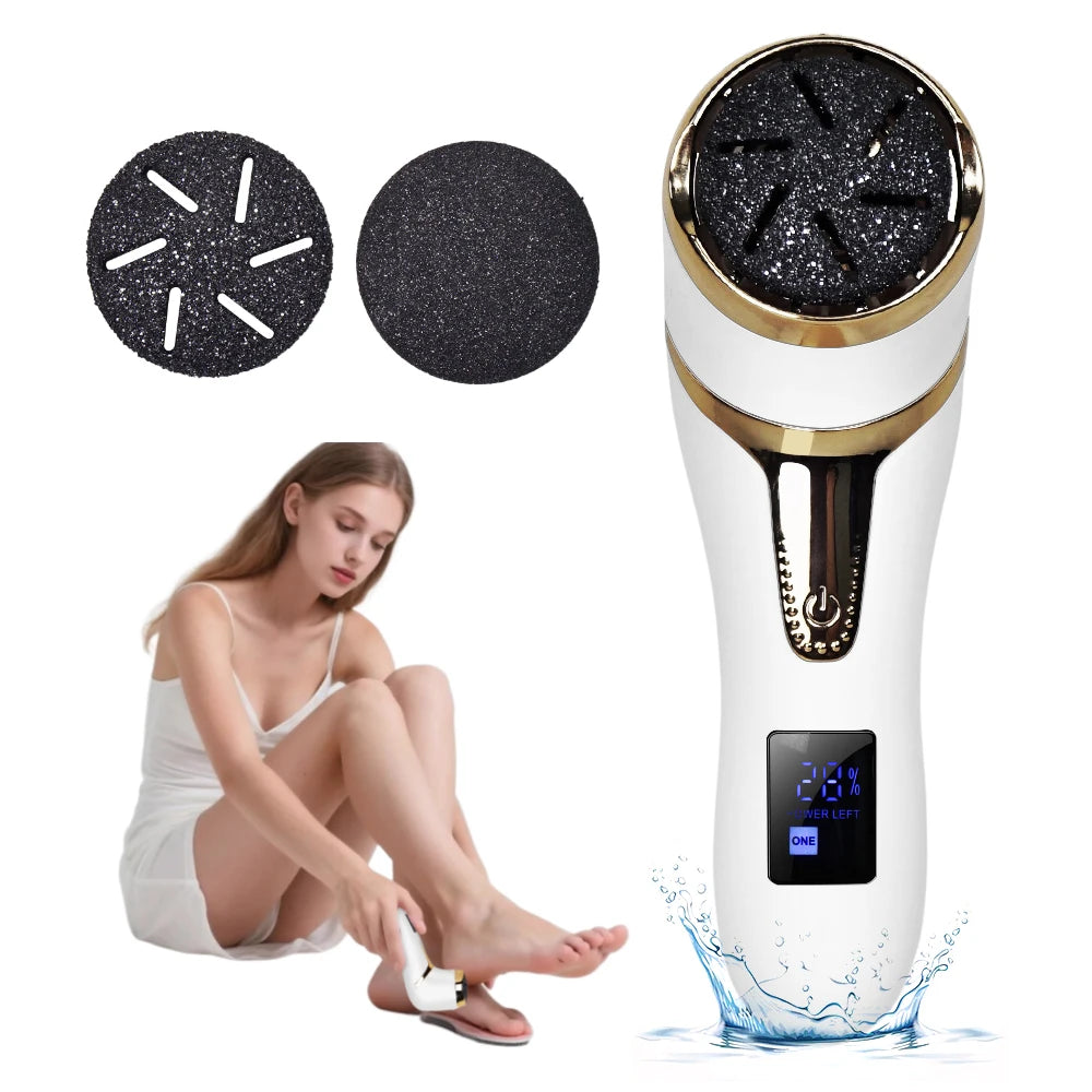 IPX7 Portable Electric Foot File Callus Remover Pedicure Tool for Feet Adjustable Speed Foot File with Sandpaper Discs