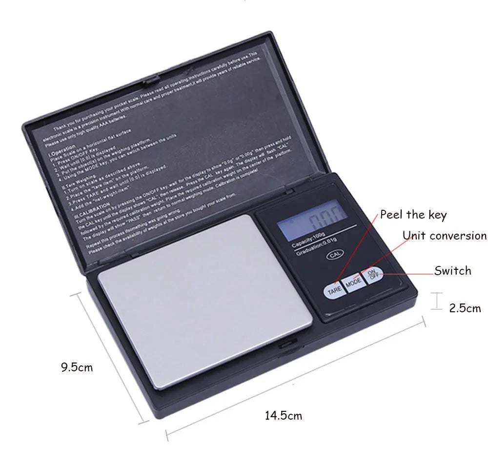 Jewelry Mini Stainless Steel Electronic Scale Digital Pocket Scale Gold Gram Balance Weight Scale Portable Pocket Scale