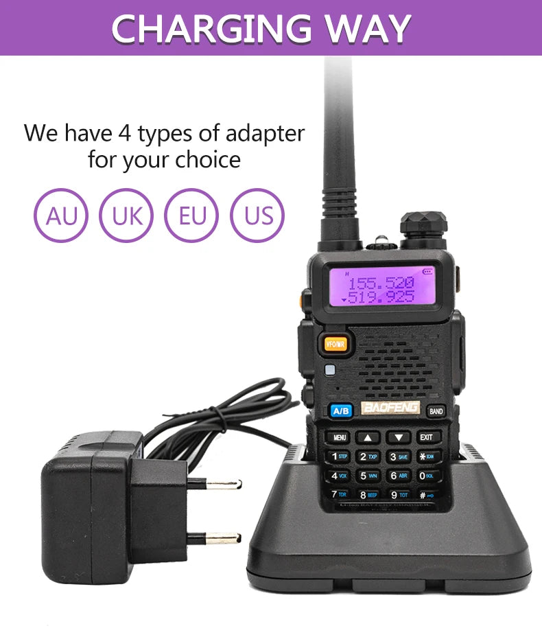 1/2X Baofeng UV-5R 8W Tri-Power Walkie Talkie High Power Dual Band Long Range 128CH Portable Handheld UV 5R Ham Two Way Radio