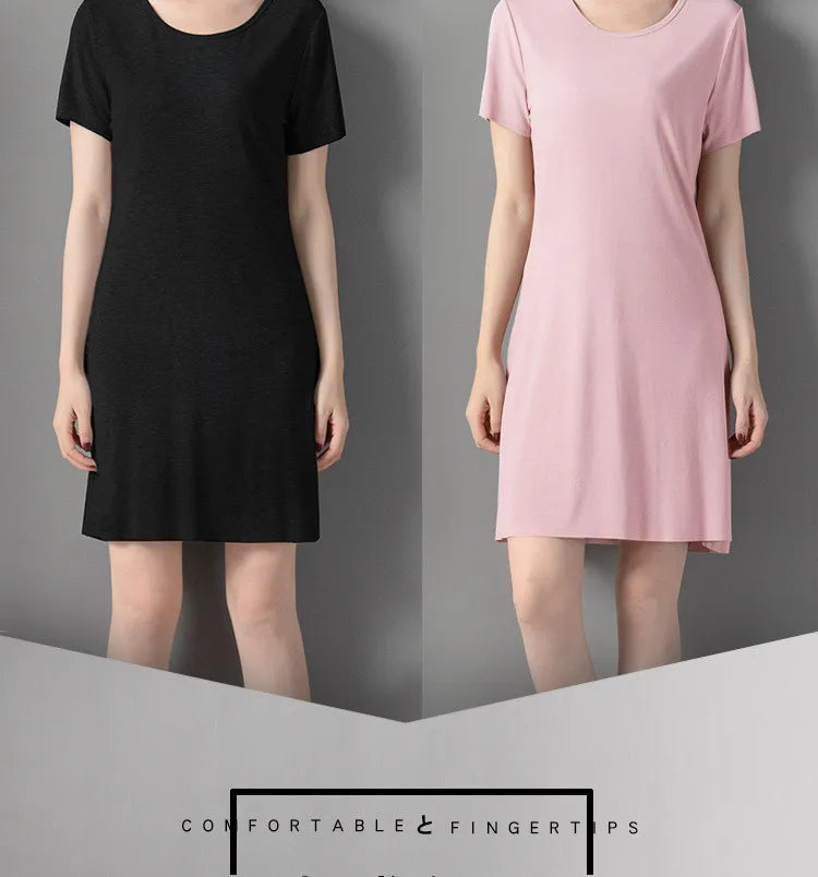 Modal Cotton Nightgowns Women Short-sleeved Large Size Nightdress Nightwear Bottoming Dress Women's Sleepwear Nightshirt M-5XL