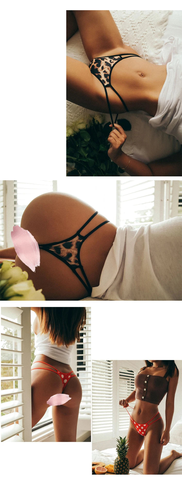 Felinus Women Panties Sexy Binikini Low Waist Underwear Double Thin Strap G-String Thong Seamless Breathable Female Lingerie