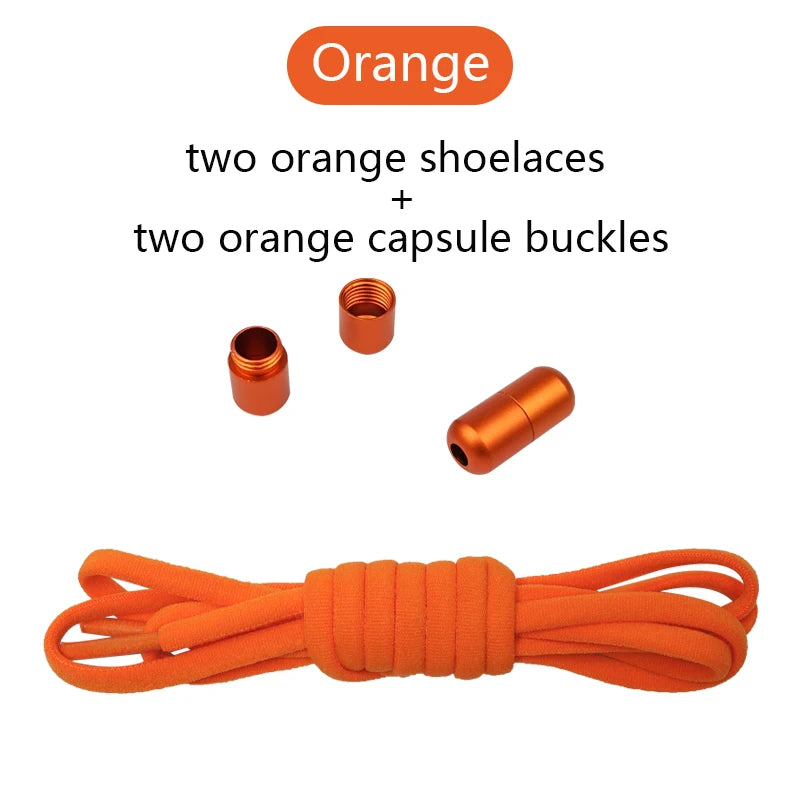 New Version Elastic No Tie Shoelaces Metal Lock Shoe Laces For Kids Adult Sneakers Quick Shoelaces Semicircle Shoestrings
