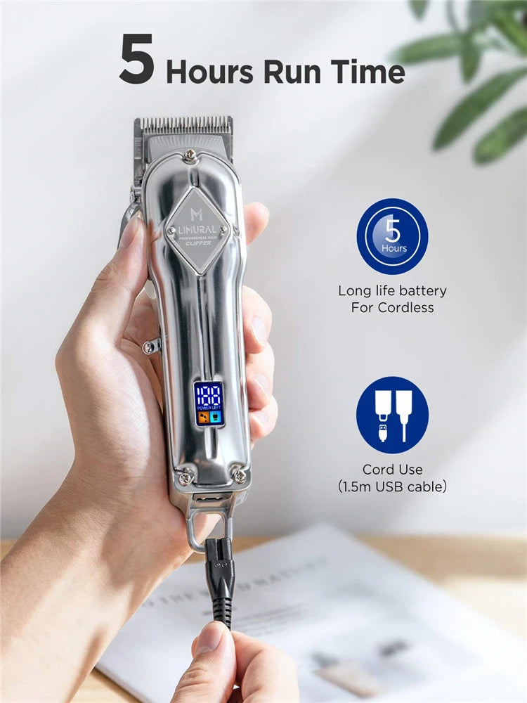 Limural Hair Clippers for Men Professional Hair Cutting Kit Beard Trimmer Barbers Cordless Close Cutting T-Blade Trimmer Kit