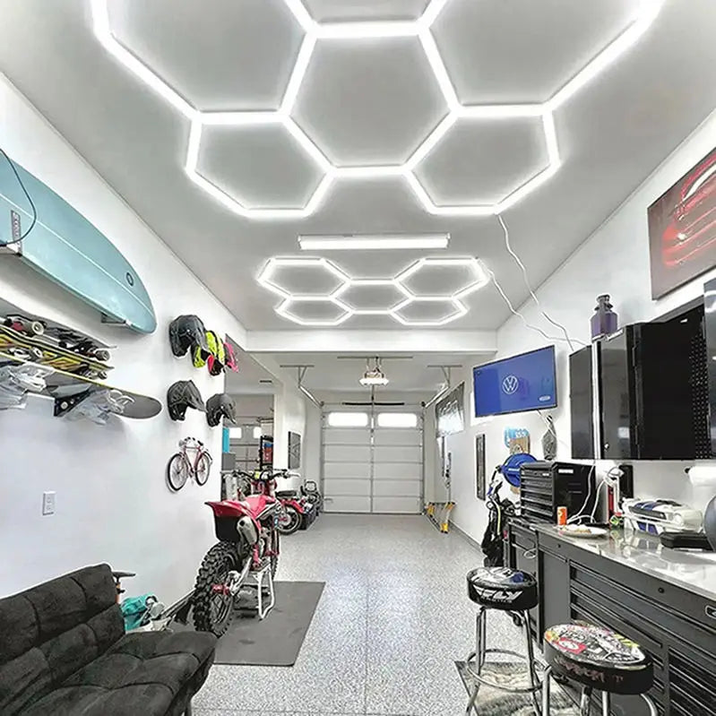 Honeycomb 5 Hex LED Light Bar for Car Care Auto Detailing Products Bright Ceiling LED Light Garage Wash Station AC Power Supply