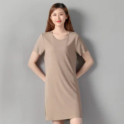 Modal Cotton Nightgowns Women Short-sleeved Large Size Nightdress Nightwear Bottoming Dress Women's Sleepwear Nightshirt M-5XL