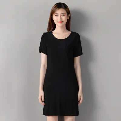 Modal Cotton Nightgowns Women Short-sleeved Large Size Nightdress Nightwear Bottoming Dress Women's Sleepwear Nightshirt M-5XL