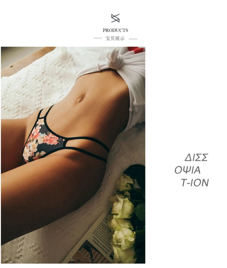 Felinus Women Panties Sexy Binikini Low Waist Underwear Double Thin Strap G-String Thong Seamless Breathable Female Lingerie