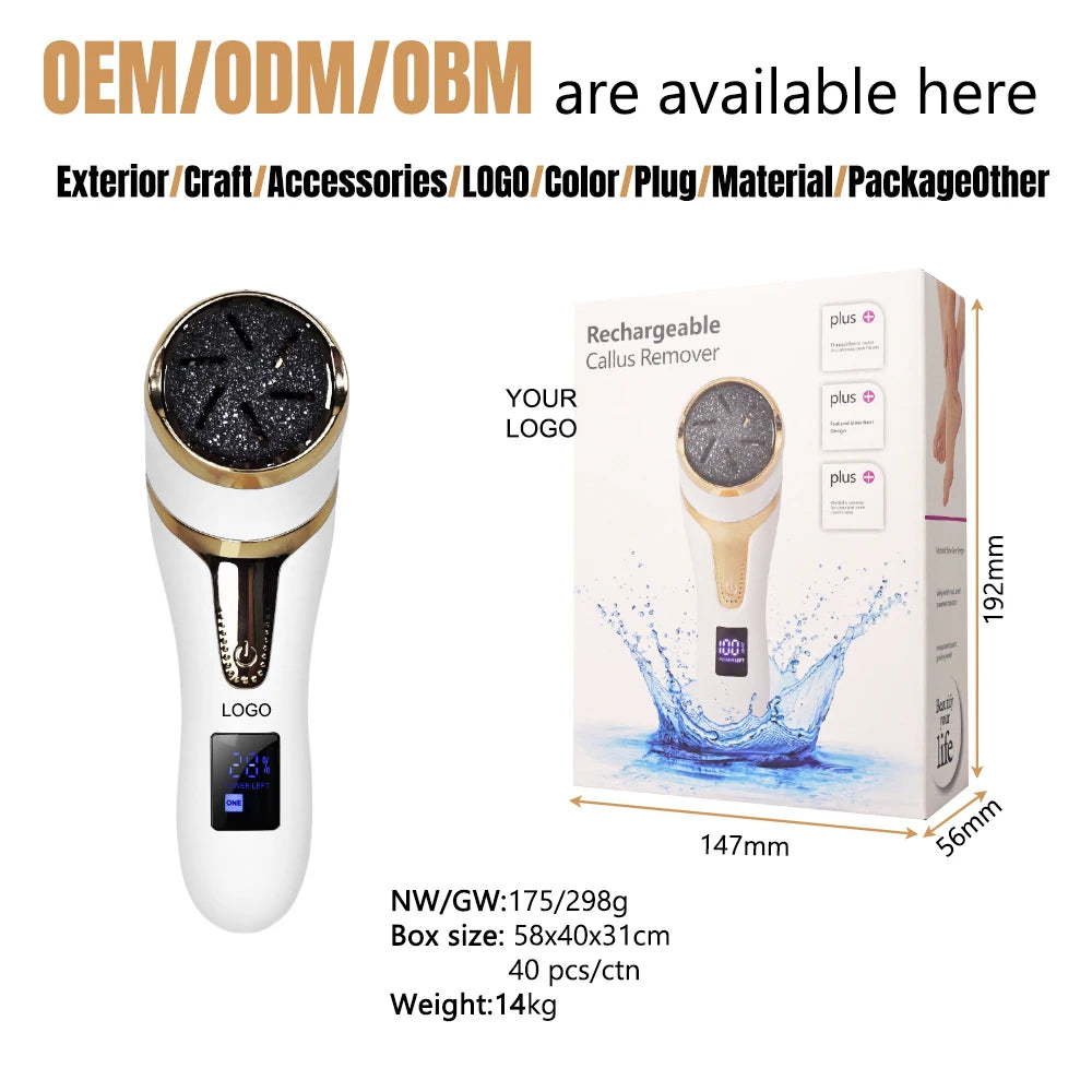 IPX7 Portable Electric Foot File Callus Remover Pedicure Tool for Feet Adjustable Speed Foot File with Sandpaper Discs