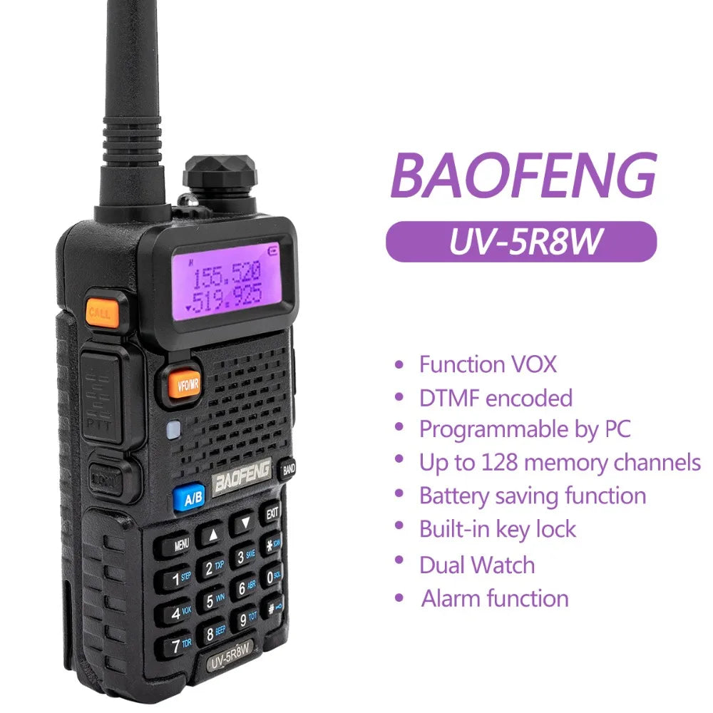 1/2X Baofeng UV-5R 8W Tri-Power Walkie Talkie High Power Dual Band Long Range 128CH Portable Handheld UV 5R Ham Two Way Radio