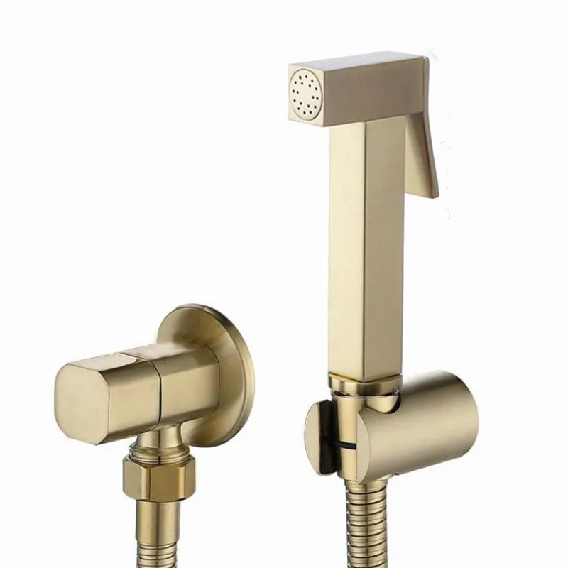 Hand Held Toilet Bidet Sprayer Brushed Gold Stainless Steel Bidet Jet Douche Kit Shattaf Faucet Toilet Washer Cleaning BG909