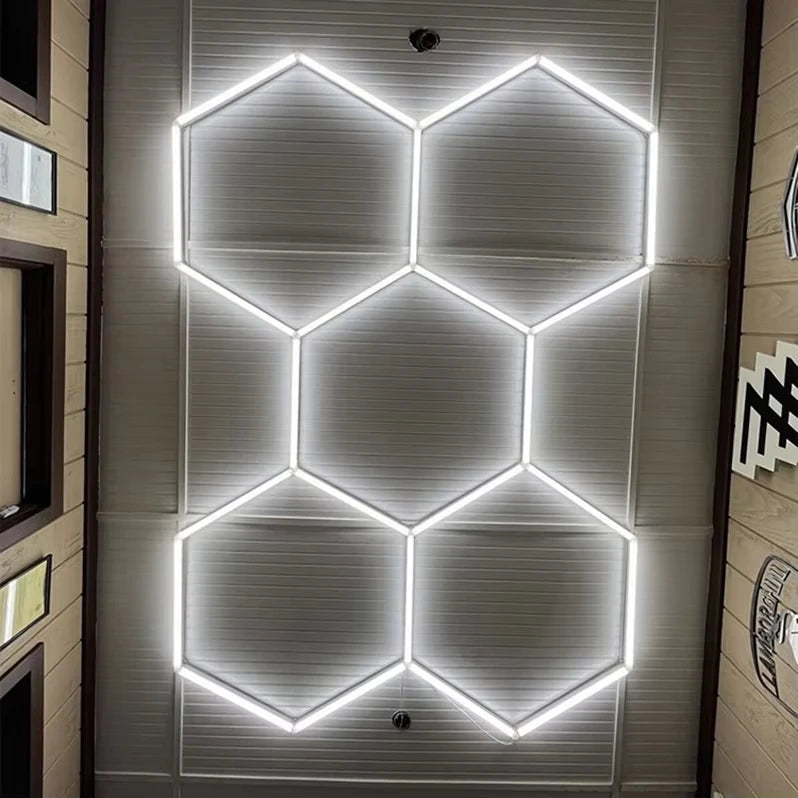 Honeycomb 5 Hex LED Light Bar for Car Care Auto Detailing Products Bright Ceiling LED Light Garage Wash Station AC Power Supply