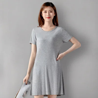Modal Cotton Nightgowns Women Short-sleeved Large Size Nightdress Nightwear Bottoming Dress Women's Sleepwear Nightshirt M-5XL