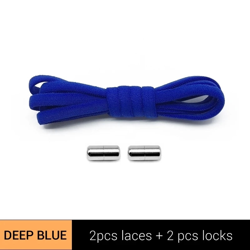 New Version Elastic No Tie Shoelaces Metal Lock Shoe Laces For Kids Adult Sneakers Quick Shoelaces Semicircle Shoestrings