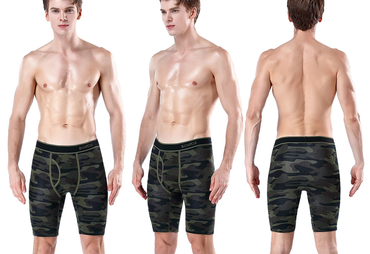4pcs Long Men's Panties Open front Boxer for men Underwear Trunk Cotton long leg Underpants male boxershorts High Quality Shorts