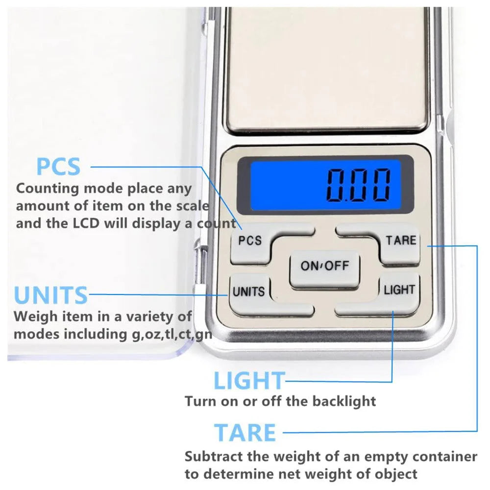 Jewelry Mini Stainless Steel Electronic Scale Digital Pocket Scale Gold Gram Balance Weight Scale Portable Pocket Scale