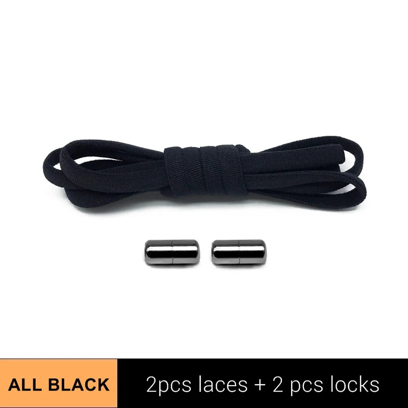 New Version Elastic No Tie Shoelaces Metal Lock Shoe Laces For Kids Adult Sneakers Quick Shoelaces Semicircle Shoestrings