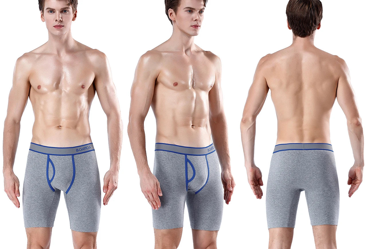 4pcs Long Men's Panties Open front Boxer for men Underwear Trunk Cotton long leg Underpants male boxershorts High Quality Shorts