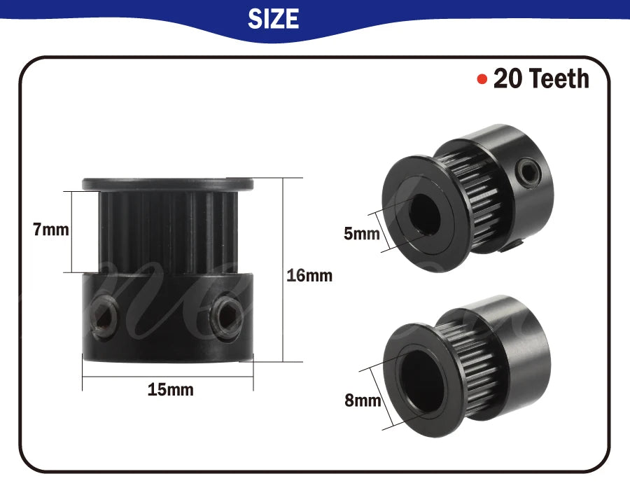 Mellow 3D Printer Parts Accessory GT2 20Teeth 20 Teeth Bore 5mm/8mm Timing Alumium Pulley for WanHao GT2-6mm Open Timing Belt