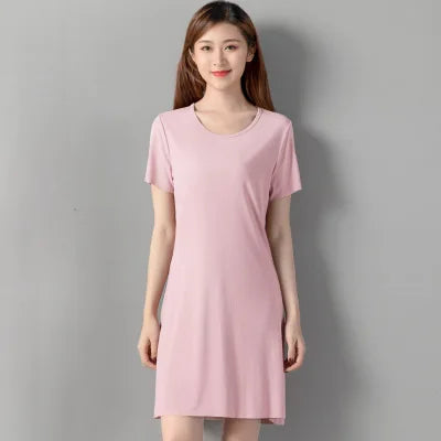 Modal Cotton Nightgowns Women Short-sleeved Large Size Nightdress Nightwear Bottoming Dress Women's Sleepwear Nightshirt M-5XL