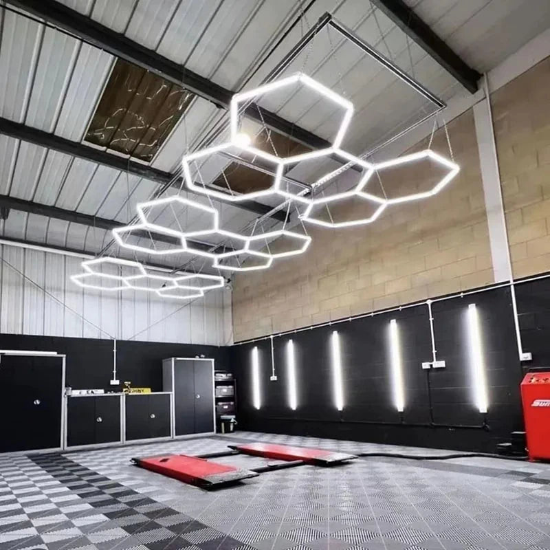 Honeycomb 5 Hex LED Light Bar for Car Care Auto Detailing Products Bright Ceiling LED Light Garage Wash Station AC Power Supply