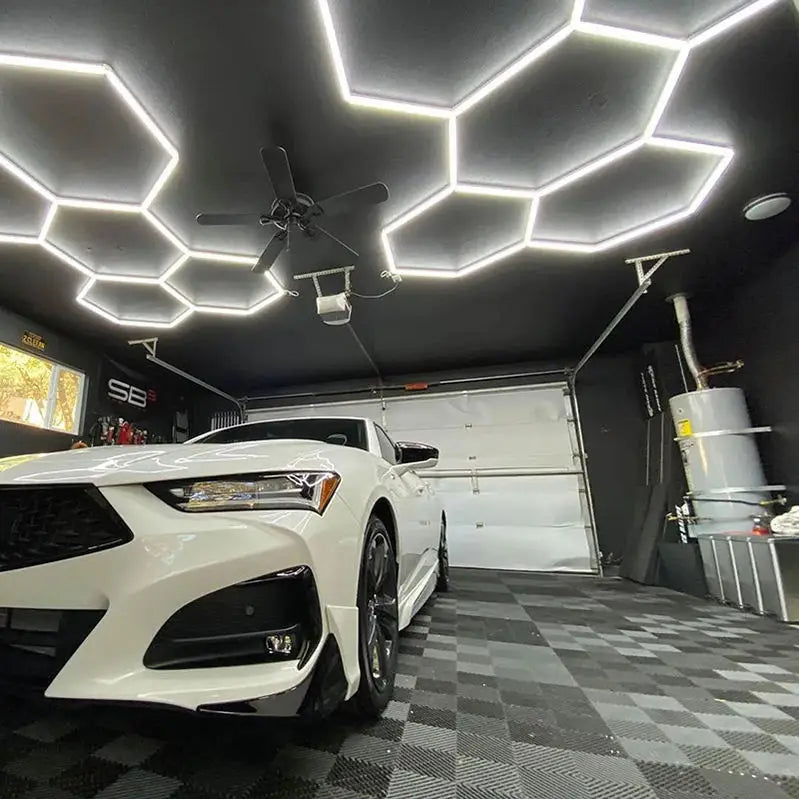 Honeycomb 5 Hex LED Light Bar for Car Care Auto Detailing Products Bright Ceiling LED Light Garage Wash Station AC Power Supply