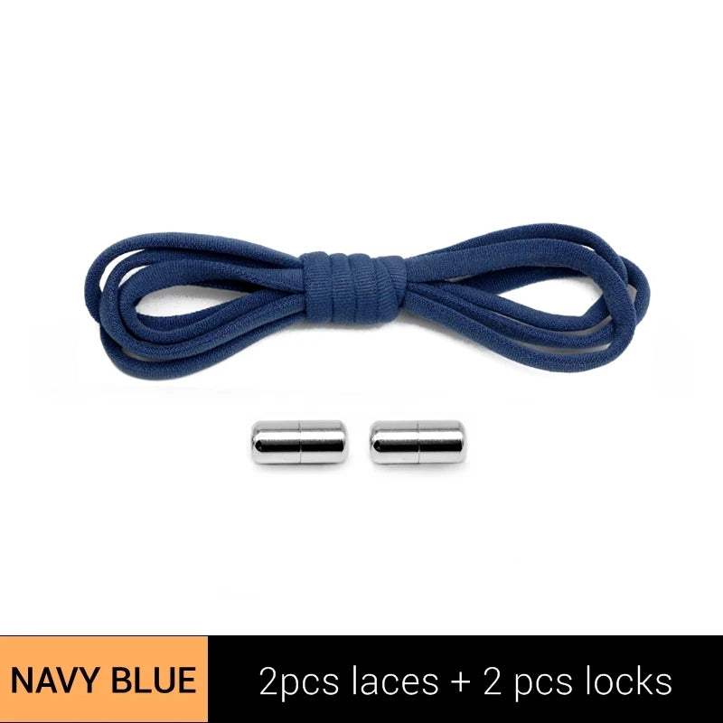 New Version Elastic No Tie Shoelaces Metal Lock Shoe Laces For Kids Adult Sneakers Quick Shoelaces Semicircle Shoestrings