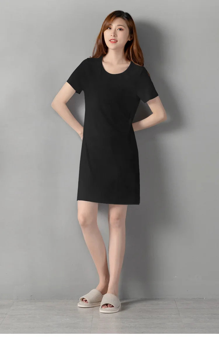 Modal Cotton Nightgowns Women Short-sleeved Large Size Nightdress Nightwear Bottoming Dress Women's Sleepwear Nightshirt M-5XL