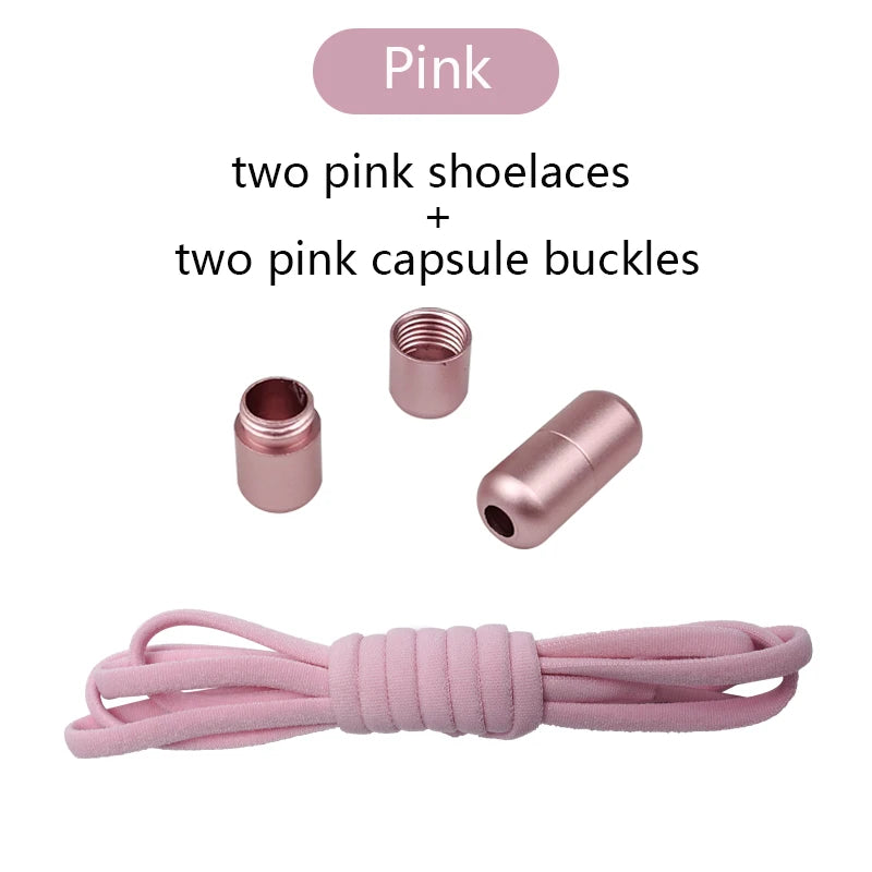 New Version Elastic No Tie Shoelaces Metal Lock Shoe Laces For Kids Adult Sneakers Quick Shoelaces Semicircle Shoestrings