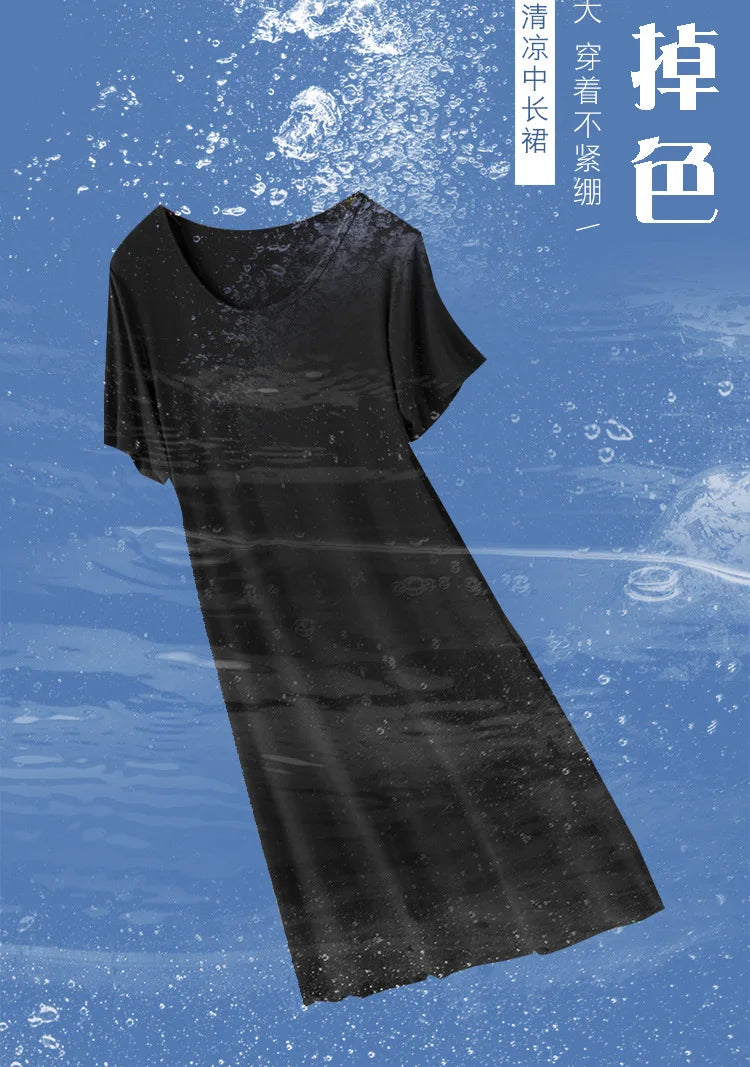 Modal Cotton Nightgowns Women Short-sleeved Large Size Nightdress Nightwear Bottoming Dress Women's Sleepwear Nightshirt M-5XL