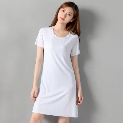 Modal Cotton Nightgowns Women Short-sleeved Large Size Nightdress Nightwear Bottoming Dress Women's Sleepwear Nightshirt M-5XL