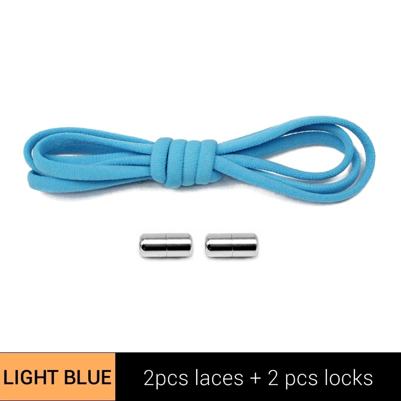 New Version Elastic No Tie Shoelaces Metal Lock Shoe Laces For Kids Adult Sneakers Quick Shoelaces Semicircle Shoestrings