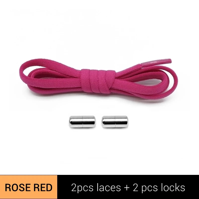 New Version Elastic No Tie Shoelaces Metal Lock Shoe Laces For Kids Adult Sneakers Quick Shoelaces Semicircle Shoestrings