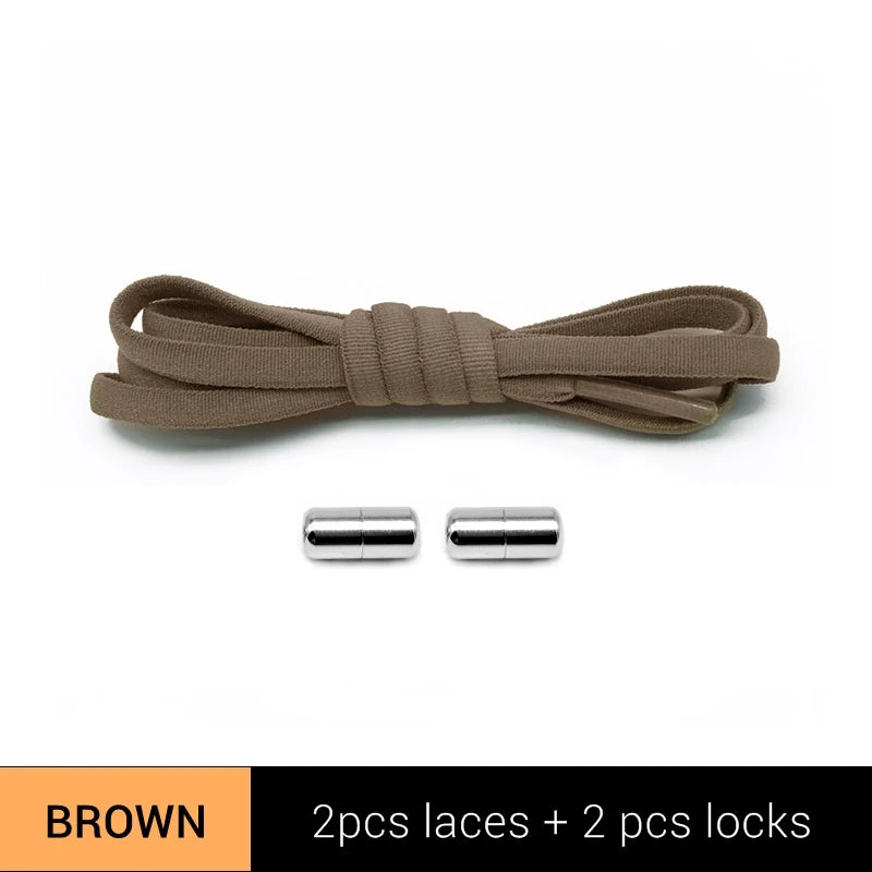 New Version Elastic No Tie Shoelaces Metal Lock Shoe Laces For Kids Adult Sneakers Quick Shoelaces Semicircle Shoestrings