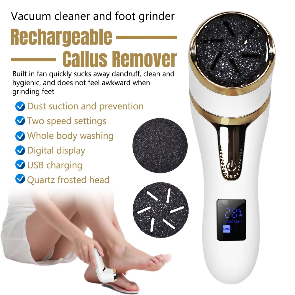 IPX7 Portable Electric Foot File Callus Remover Pedicure Tool for Feet Adjustable Speed Foot File with Sandpaper Discs
