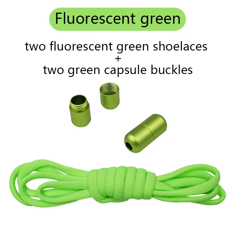 New Version Elastic No Tie Shoelaces Metal Lock Shoe Laces For Kids Adult Sneakers Quick Shoelaces Semicircle Shoestrings