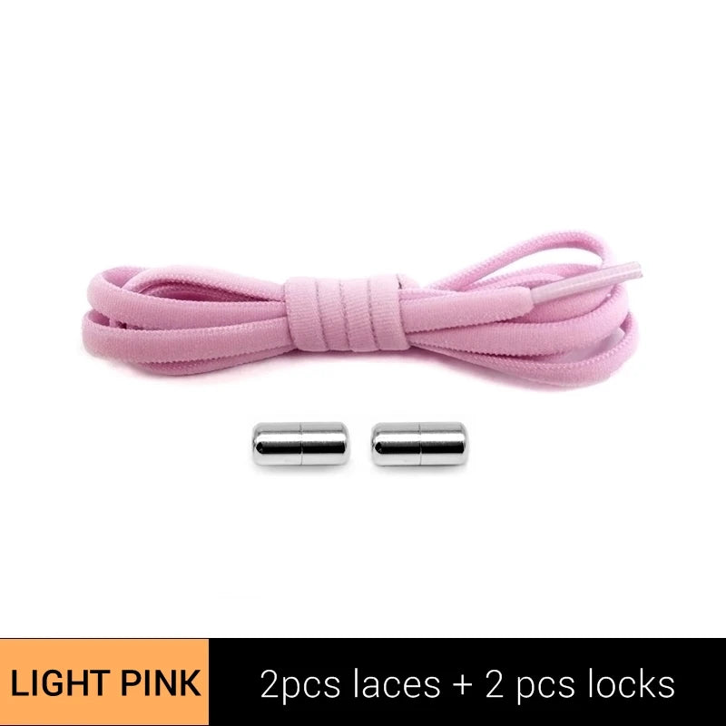 New Version Elastic No Tie Shoelaces Metal Lock Shoe Laces For Kids Adult Sneakers Quick Shoelaces Semicircle Shoestrings