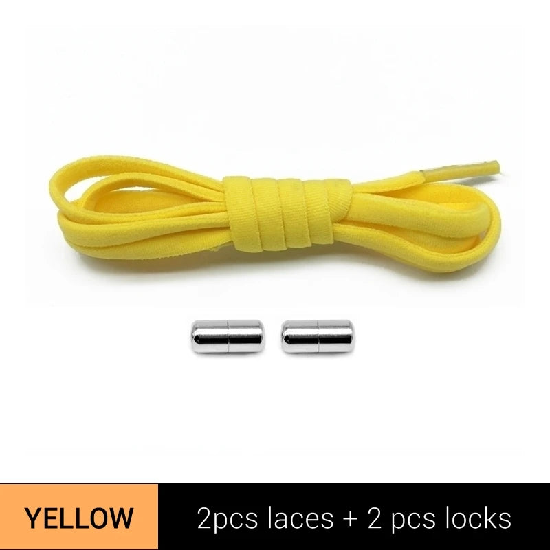 New Version Elastic No Tie Shoelaces Metal Lock Shoe Laces For Kids Adult Sneakers Quick Shoelaces Semicircle Shoestrings