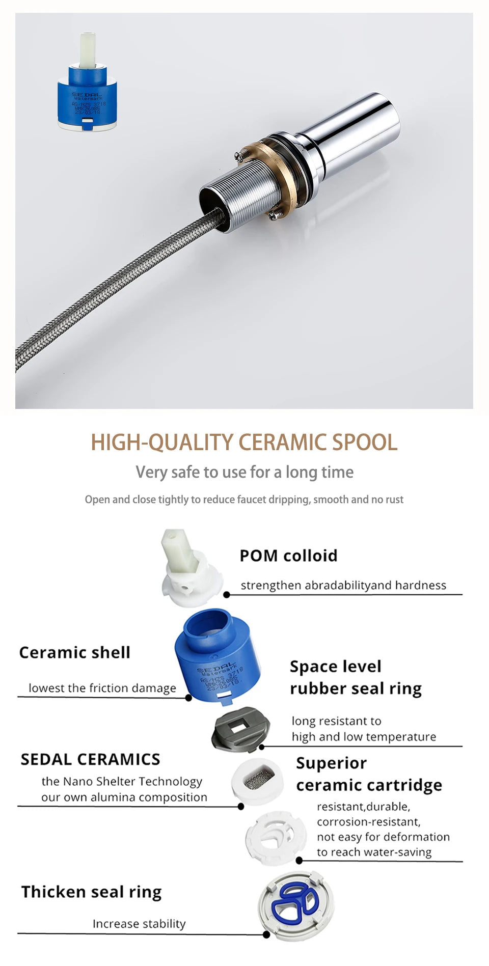 Bathroom Kitchen Basin Faucet Deck Mounted Hot & Cold Water Smesiteli Chrome and Black Single Handle Dual Hole Pull Out