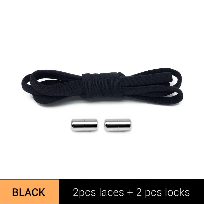 New Version Elastic No Tie Shoelaces Metal Lock Shoe Laces For Kids Adult Sneakers Quick Shoelaces Semicircle Shoestrings