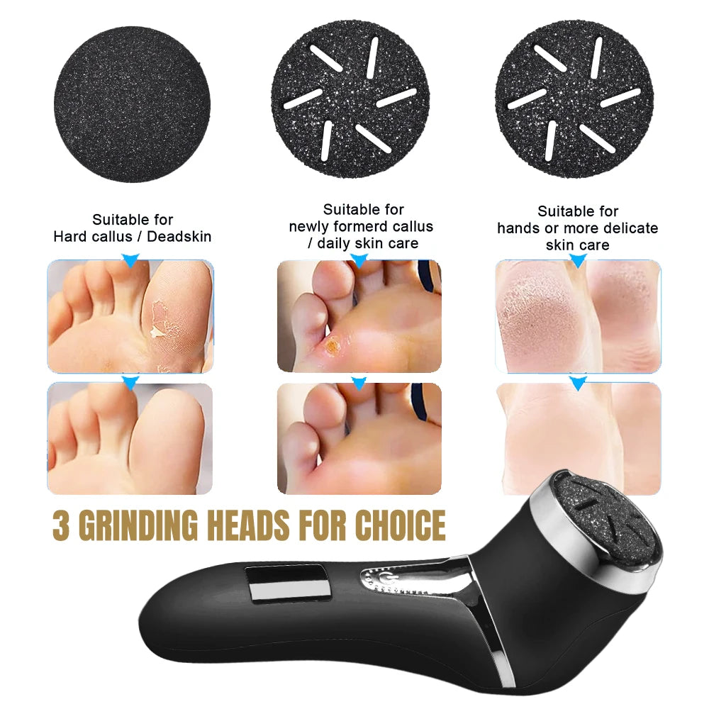 IPX7 Portable Electric Foot File Callus Remover Pedicure Tool for Feet Adjustable Speed Foot File with Sandpaper Discs
