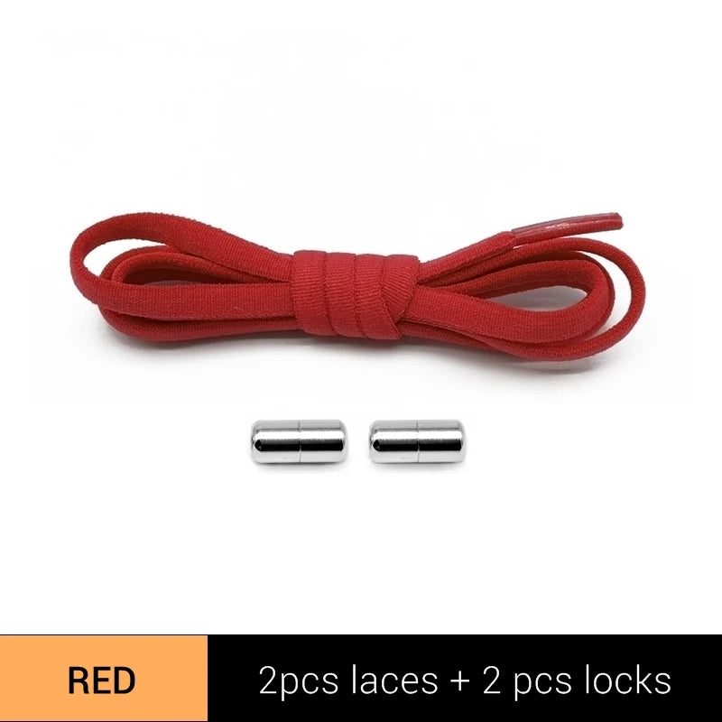 New Version Elastic No Tie Shoelaces Metal Lock Shoe Laces For Kids Adult Sneakers Quick Shoelaces Semicircle Shoestrings