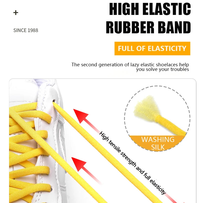 New Version Elastic No Tie Shoelaces Metal Lock Shoe Laces For Kids Adult Sneakers Quick Shoelaces Semicircle Shoestrings